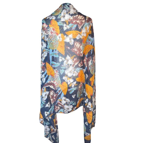 2/$30 Bohemian Geometric Tassel Scarf Navy Orange Blue Cotton And Linen - Picture 8 of 15